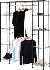 Adjustable Expandable Metal Hanging Closet Storage Organizer Rack with Shelves,