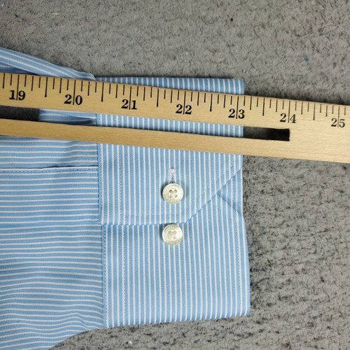Tommy Bahama Shirt Mens 17 Blue Striped Dress Button Up Long Sleeve - 第 6/7 張圖片