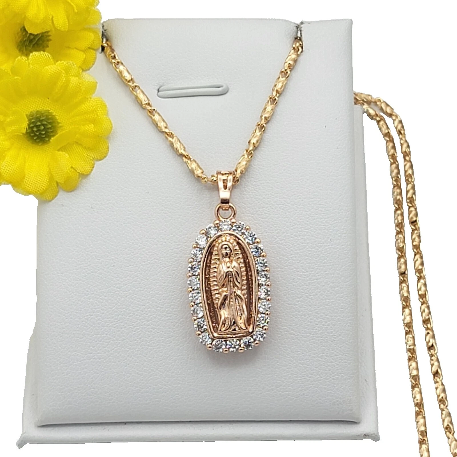 Chapado en Oro Rosa de Cristal Collares y colgantes De moda religiosa