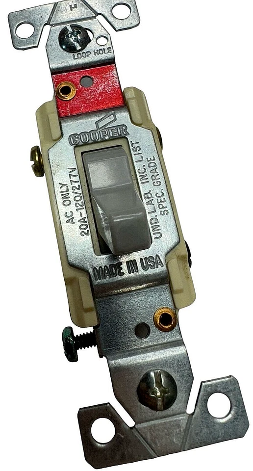 Cooper CS320GY Gray Commercial Toggle Wall Light Switch 20A, 120V-277V - Image 2 of 4