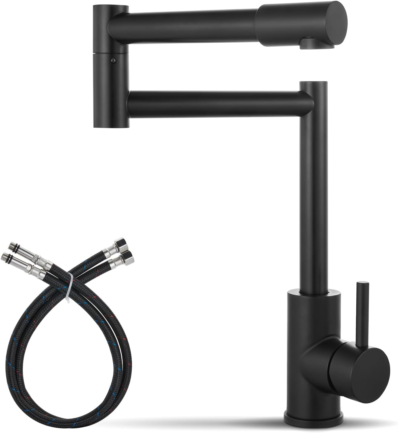 Deck Mounted Pot Filler Faucet with Hot and Cold Water Single Handle for Countertop Double Sink