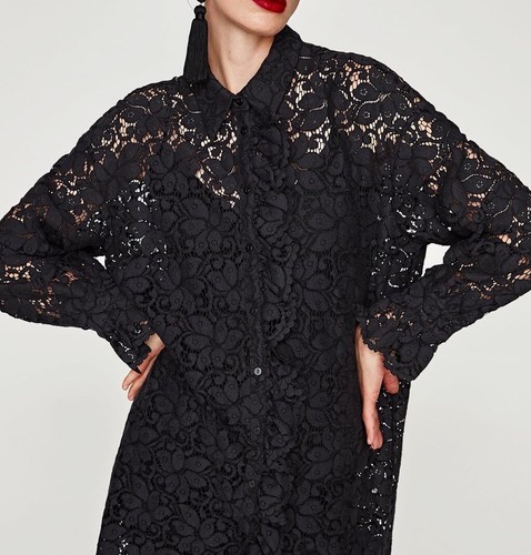 Zara AW17 Rare Lace Shirt-Style Tunic Black Size XS NWT | eBay