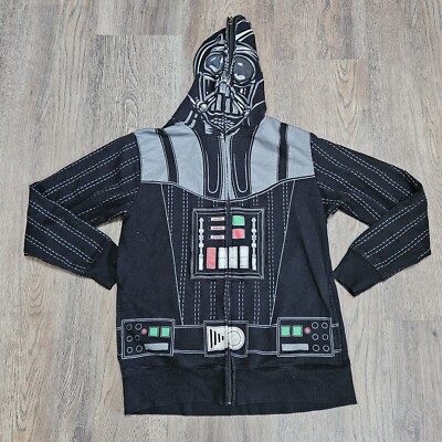 Star Wars Darth Vader Costume Sweatshirt Jacket Full Zip Hoodie Mask Mens Small