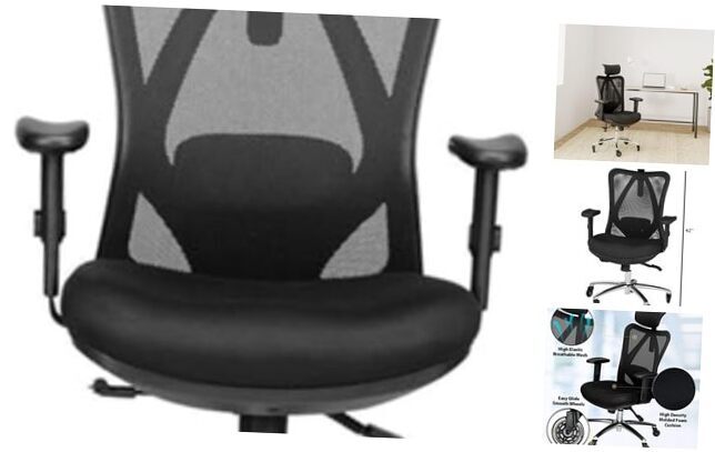 Ergonomic Office Chair - Adjustable Desk Chair with Lumbar Support and Black-image