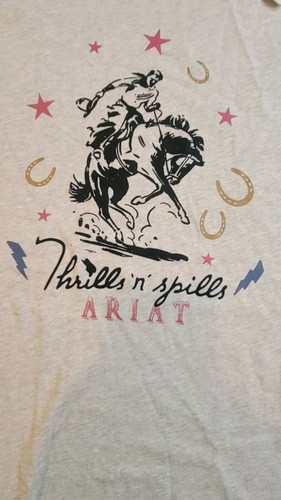 Ariat Women's Small Short Sleeve Boyfriend Fit Thrills N Spills Graphic T-Shirt - Picture 2 of 6