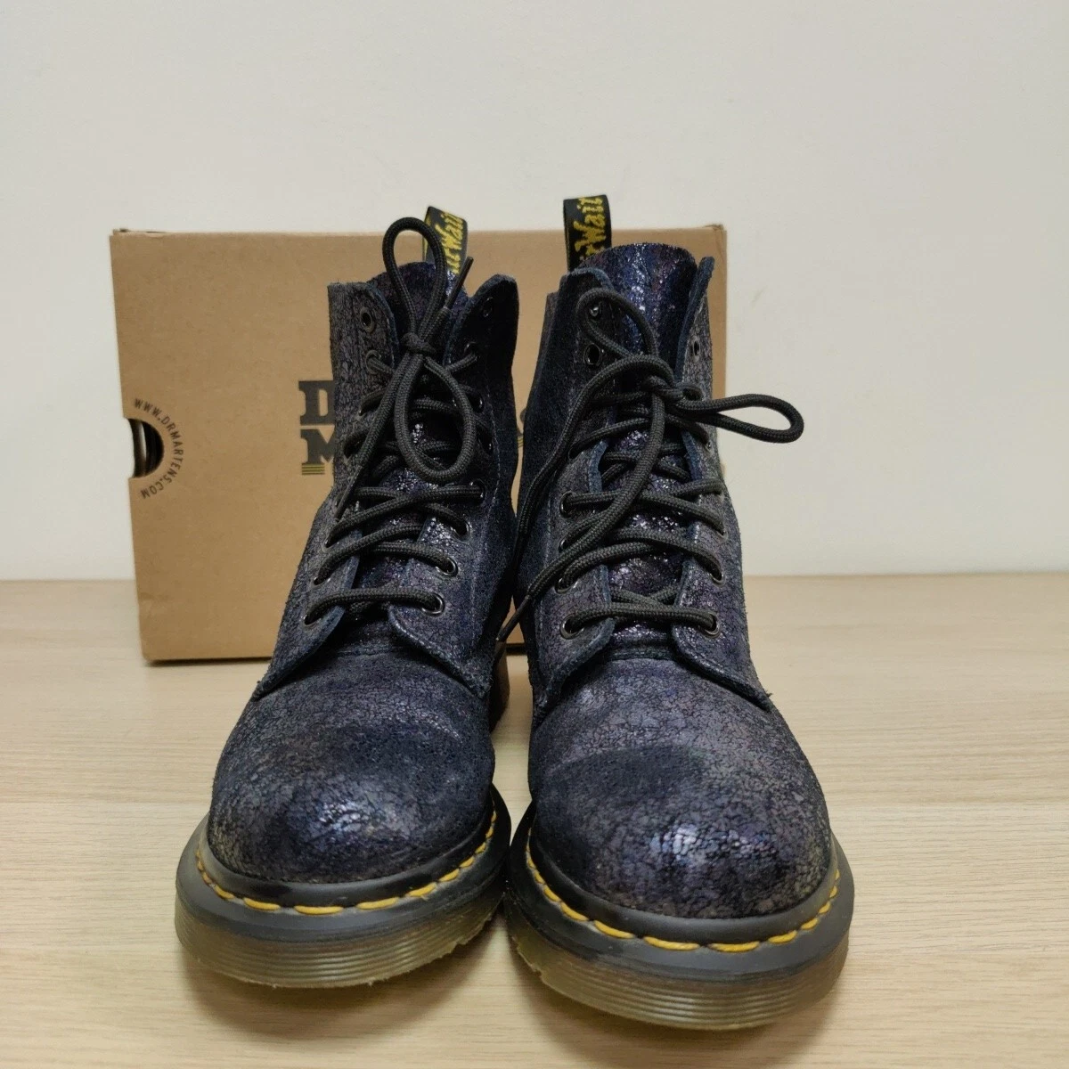 Dr Martens 1460 Pascal Crackled Soft Dark Gunmetal Blue Leather