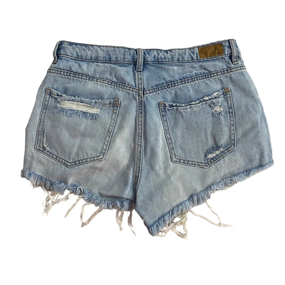 Pantalones Cortos Garage Jean Para Mujer Talla 9 Denim Destruido Lavado Ligero Grunge Rock Foto 2 de 4