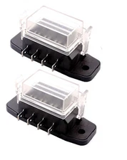 2 Pieces ATC/ATO Blade Compact 4 Way Circuit Boat Auto Fuse Box Block Holder