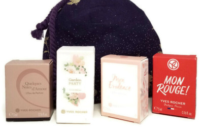Set 4 Mini Yves Rocher Perfume Gift Bag Quelques-Garden Party-Mon Rouge-Evidence
