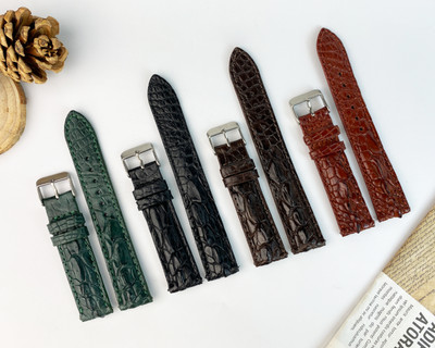 Genuine Crocodile Leather Watch Band Crocodile Hornback Skin Watch Strap Vintage