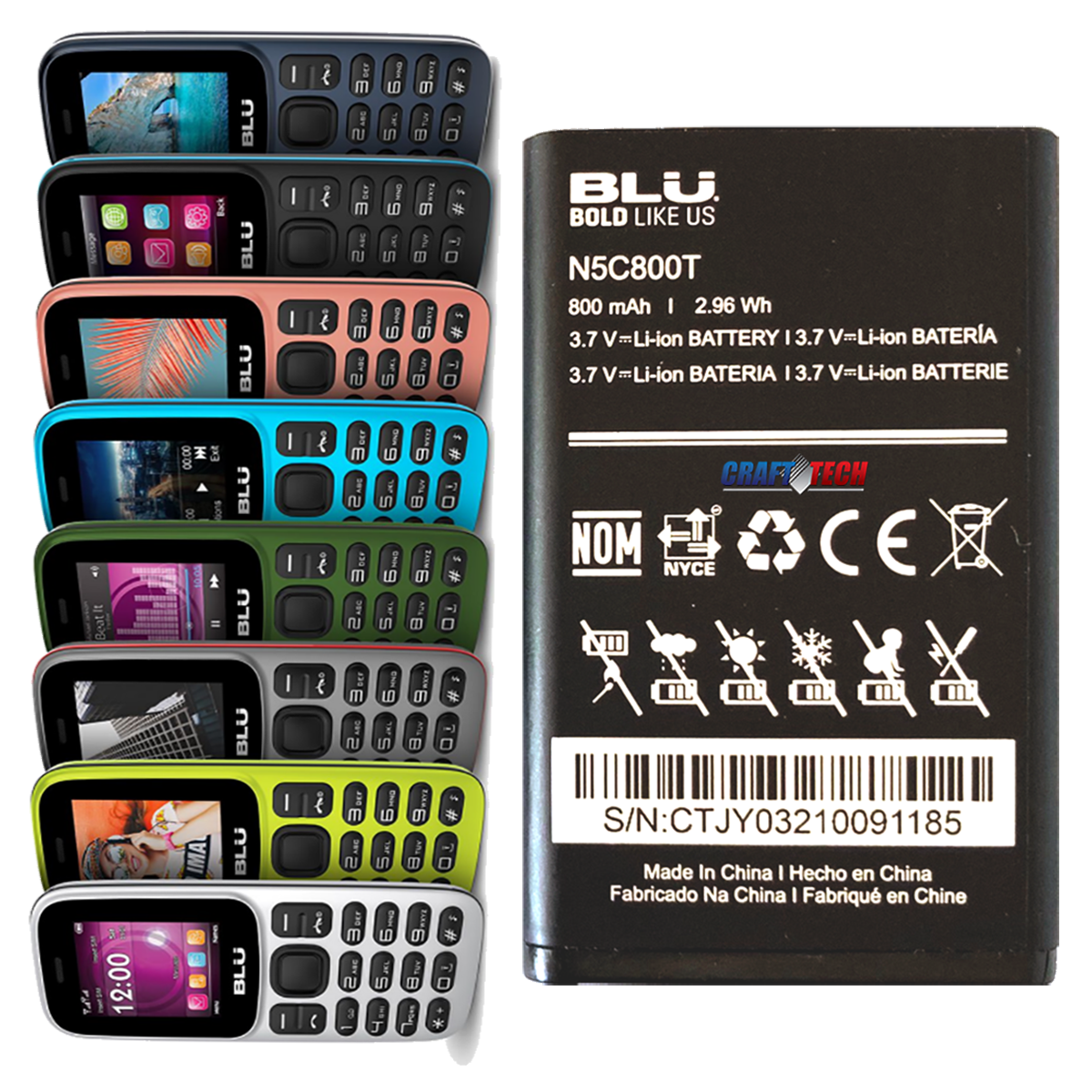 BLU Original OEM Battery N5C800T 800mAh | For BLU Z5, Z211, Z212