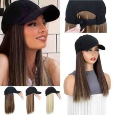 Straight Hair Baseball Cap with Synthetic Hair Extension Versatile Hip Hop