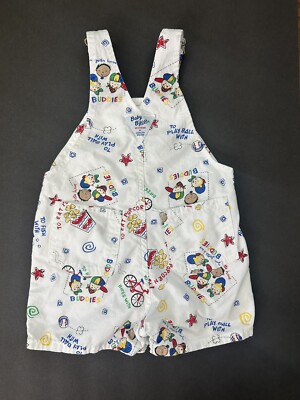 OshKosh B'Gosh ホワイトオーバーオール VTG Oshkosh Baby B'gosh Overalls Vestbak BUDDIES RARE 18 Months