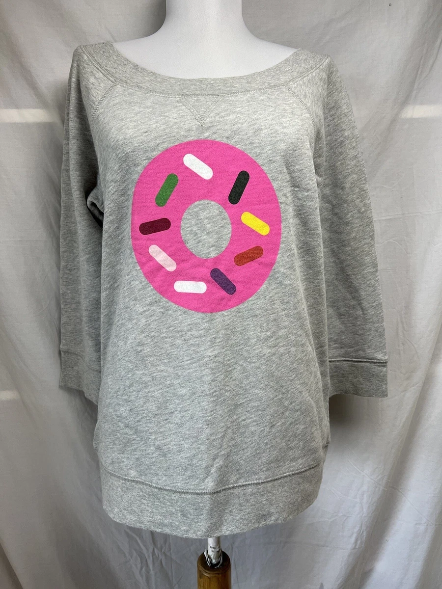 KSNY Kate Spade x Darcel Donut Sweatshirt Top Sz S Relaxed Fit Cotton Gray  Pink | eBay
