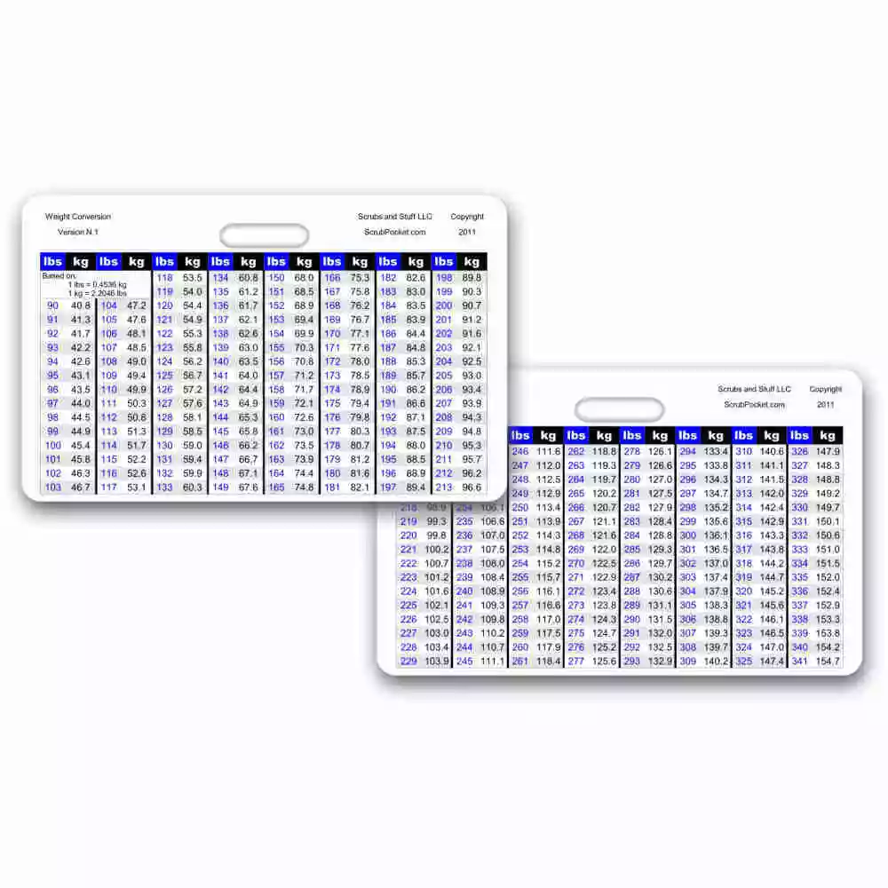 199 Pounds In Kg Weight Conversion Chart Adult Range Horz Badge ID Card Pocket Paramedic Nurse RN 639737643435 | eBay