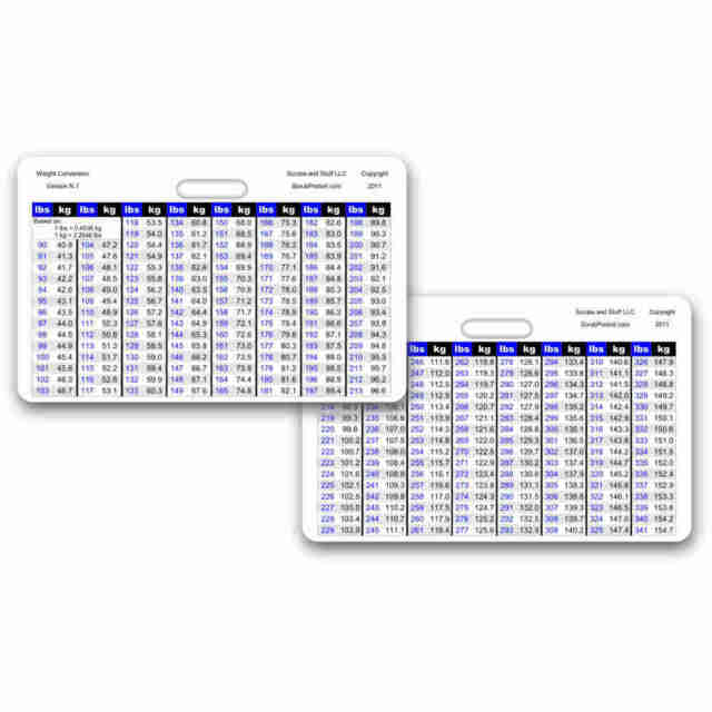 Weight Reference Chart