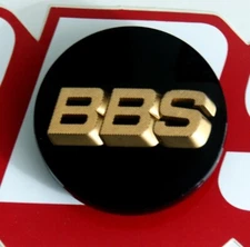 1 REAL BBS BLACK  GOLD 3D LOGO 80mm CENTER CAP EMBLEM 56.24.038 OR 56.24.039