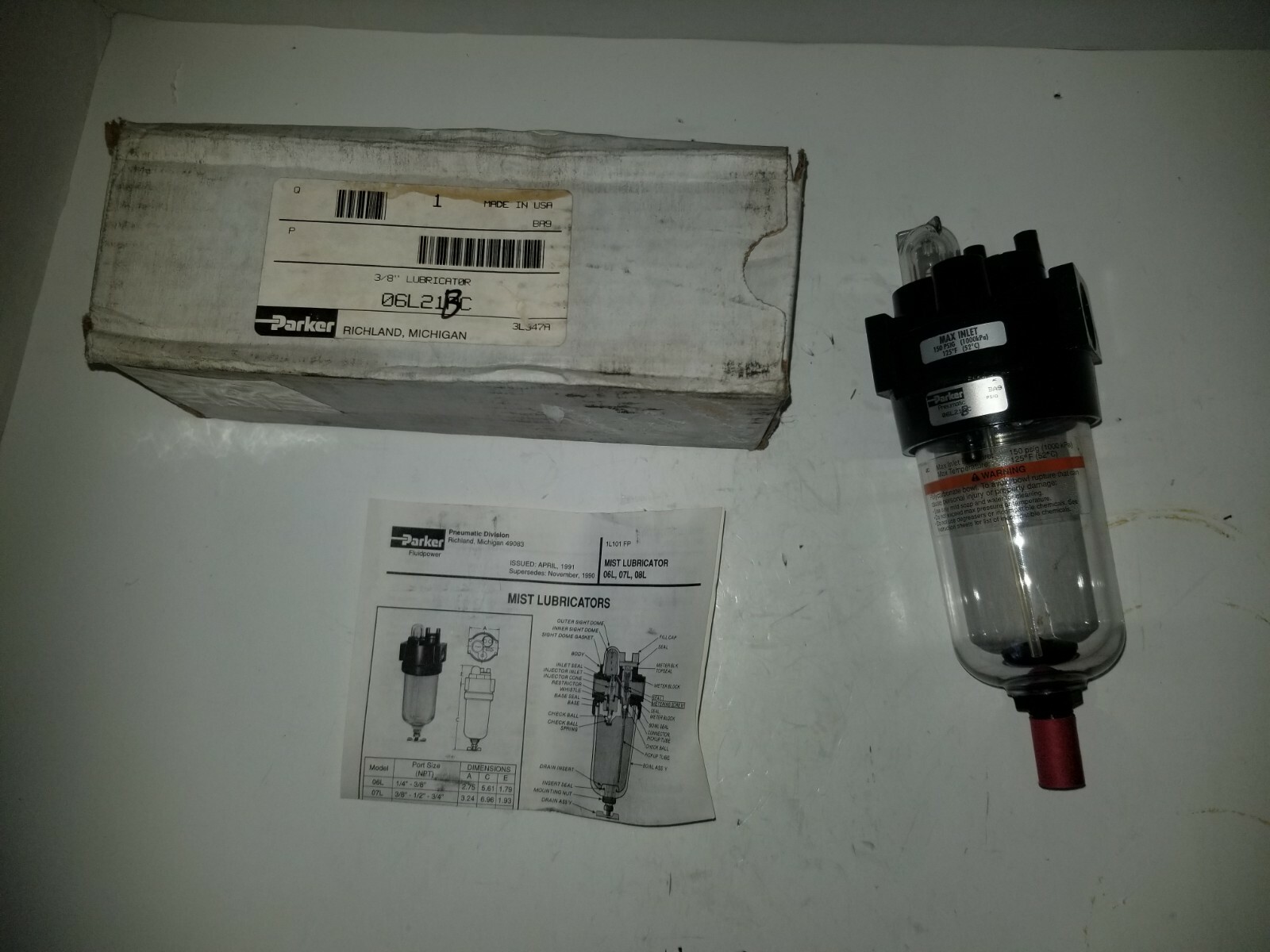 Parker 3/8" Lubricator, 150PSI, 06L21BC