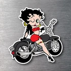 Betty Boop on motorbike sticker 110mm quality water & fade proof vinyl laptop