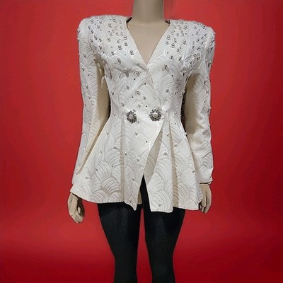Vintage After Five By Julie Duroche Size 4 Victorian Style Artsy Blazer Ivory #F