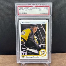 Upper Deck 1990-91 Mario Lemieux #144 French PSA 10 Old Label Penguins