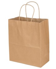 SSWBasics Kraft Paper Shopping Bag - Medium (8 ¼”L x 4 ¾”D x 10 ½”H) Case of 100
