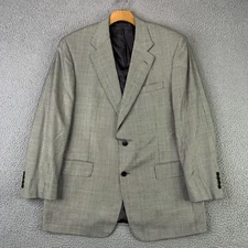 Vintage Brooks Brothers Blazer Mens 43R Gray Silk Wool Glen Plaid Golden Fleece
