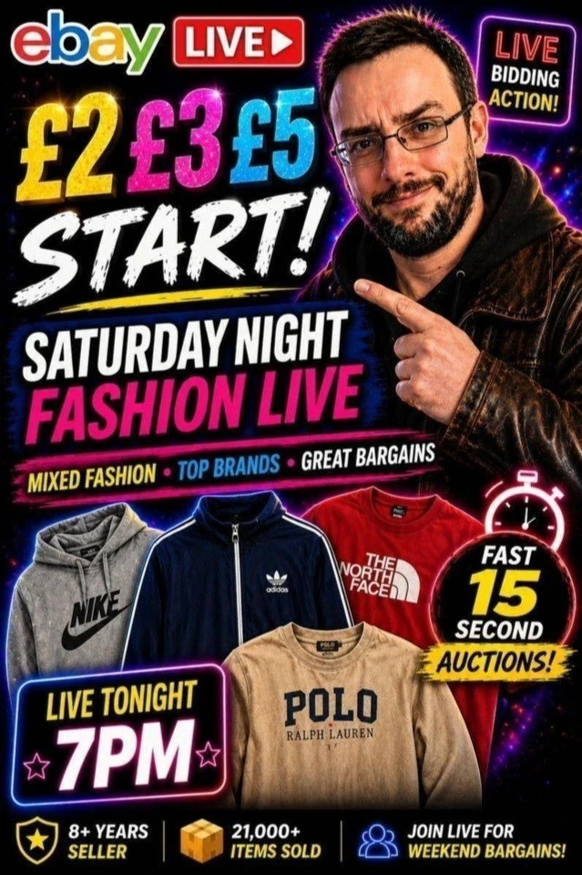 £2 £3 £5 START 🔥 SATURDAY NIGHT FASHION LIVE | FAST 15 SECOND AUCTIONS