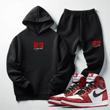 Men's Black Red Sweatsuit Hoodie Joggers To Match Jordan 1 Chicago Tracksuit Set