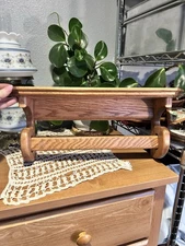 Vintage Small Quilt Or Towel Bar Rack Shelf Solid Oak Handmade. Heavy And Nice