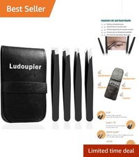 Luxury 4-Piece Stainless Steel Tweezers Set with Chic Travel Case for Grooming