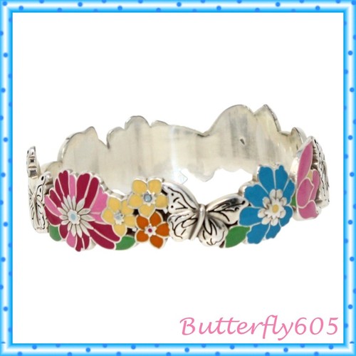 Brighton Enchanted Garden Flower Butterfly Bangle Bracelet