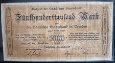 Drezno, Sächsische Staatsbank, 500 000 M p. 01.08.1923, seria XIX