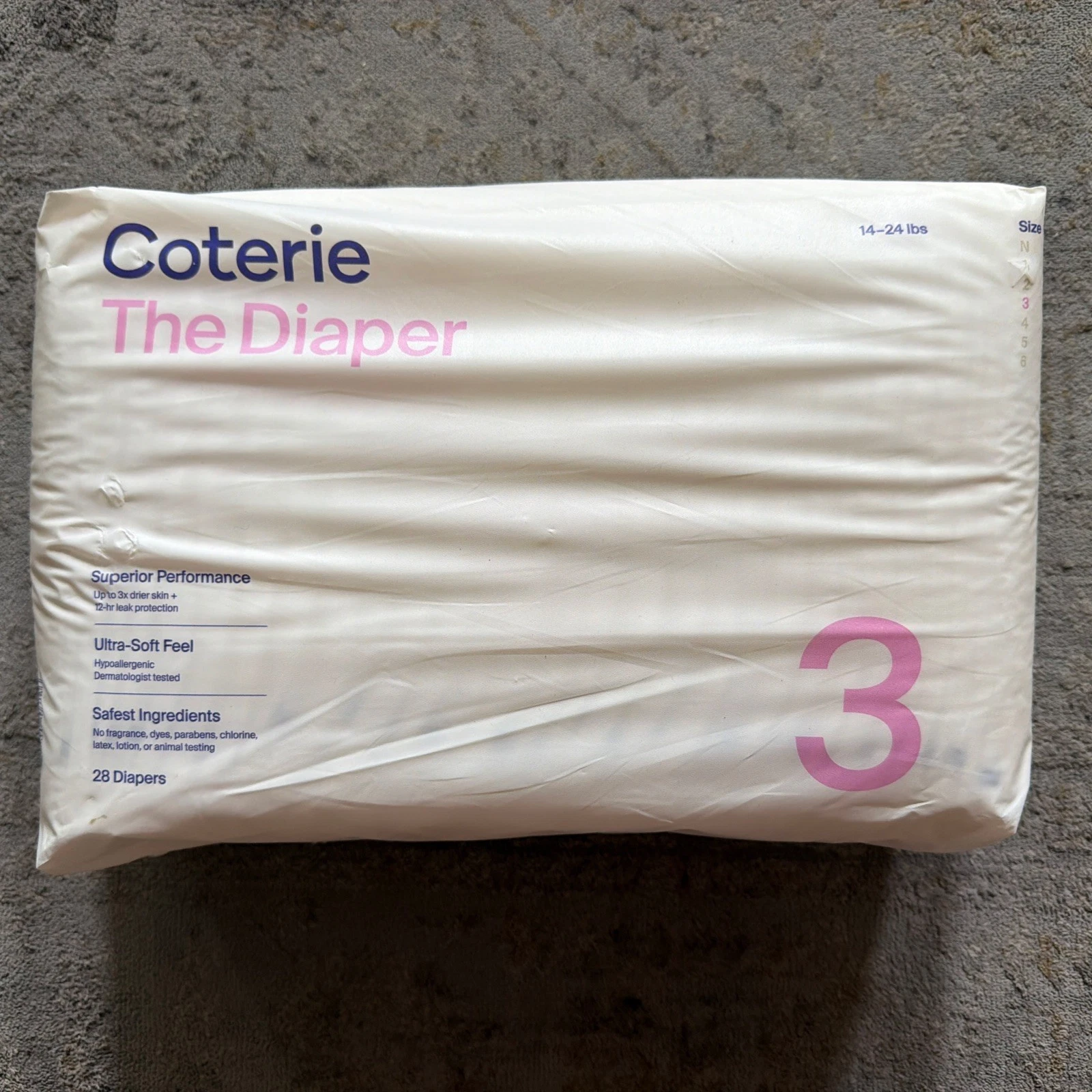 New Coterie The Diaper 1 Pack Size 3 Baby Toddler 14-24 lbs 28 Diapers White
