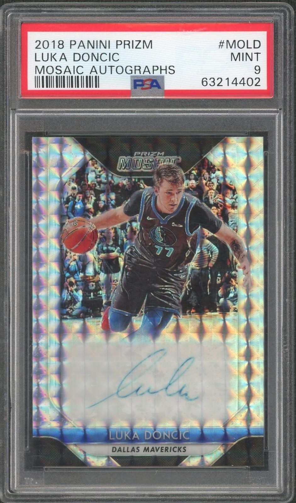 2018 Panini Prizm Mosaic Luka Doncic Rookie Auto PSA 9