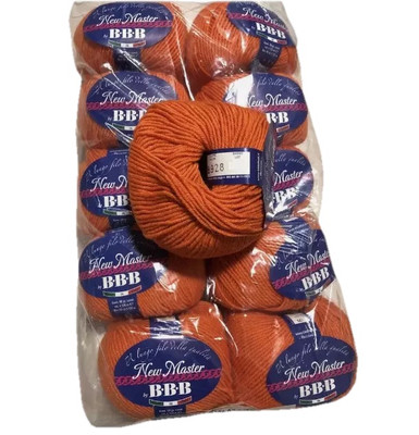 10xWolle BBB New Master - Col.8928 ORANCIO - 80%Merinos 20%Acryl -Made In Italy