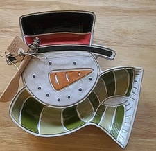 Mud Pie Snowman Sectioned Server 10 In.