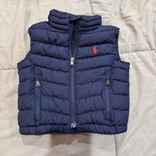 Ralph Lauren Baby Boys Sz 12M Zip Up Puffer Vest Navy Blue