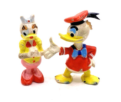 2 Figuren Heimo 60er Disney Daisy und Donald Duck 6cm Vintage (2)