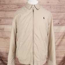 Polo Ralph Lauren Jacket Mens L Beige Harrington Collared Full Zip Pony