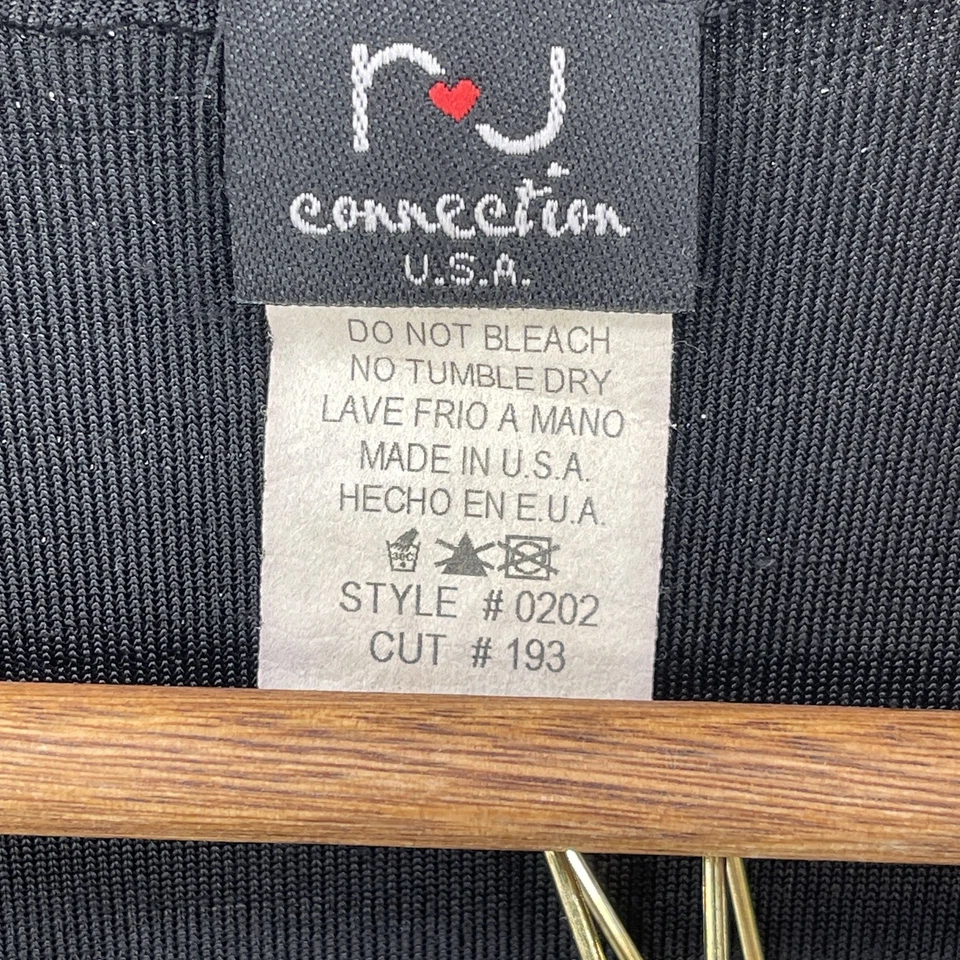 Camisa feminina Y2K RJ Connection envoltório falso tamanho M preta anos 90 ajustada metálica EUA - Imagem 4 de 4
