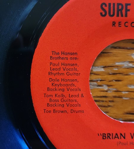 The Hansen Brothers 1979 RARE SELF RELEASED Brian Wilson 7" VINYL 45 SURF ROCK - Picture 7 of 13