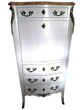 Secrétaire  ancien, patiné blanc, style Louis XV.