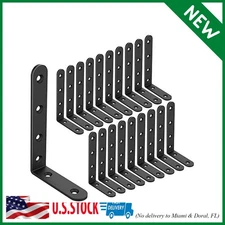20 PCS Black Corner Bracket Heavy Duty Shelf Brackets 5 x 3 Inch L Corner Brace