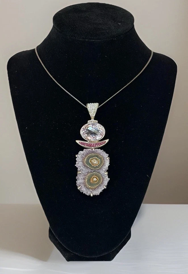 STARBORN Pendant Amethyst Stalactite Slice Pink Kunzite Sapphire Sterling Silver - Image 2 of 4