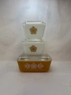 Vintage Pyrex Butterfly Gold 6 Pc Refrigerator Dish Set, Excellent Condition