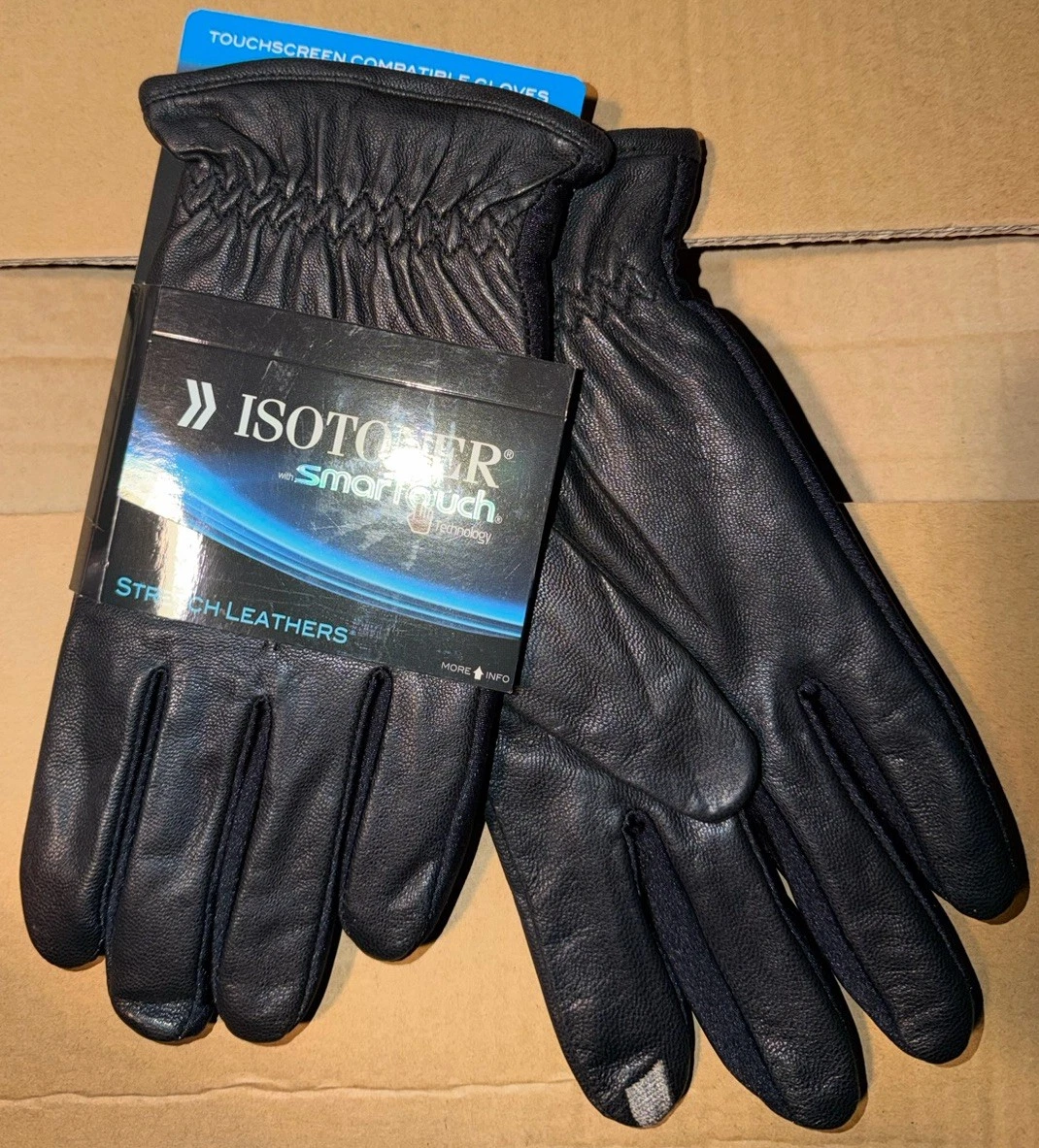 Isotoner Signature Men's Touchscreen Stretch Gloves, Medium, Black