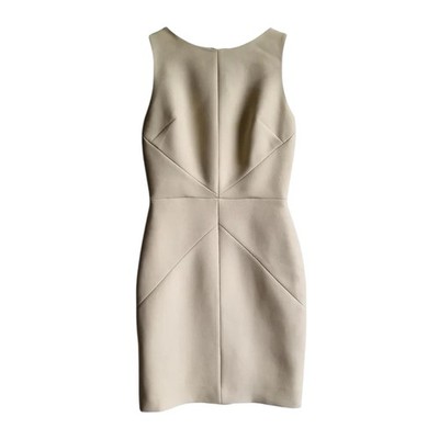 VINTAGE CHRISTIAN DIOR BEIGE WOOL/SILK RARE ASYMMETRICAL MID DRESS SIZE  USA4 F36 | eBay