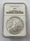2007 West Point  S$1 American Silver Eagle NGC Graded ASE MS69 - Brown Label