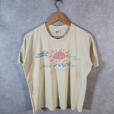Vintage Anvil Savannah Graphic Sun 90s Single Stitch T-Shirt Herren Medium Gelb